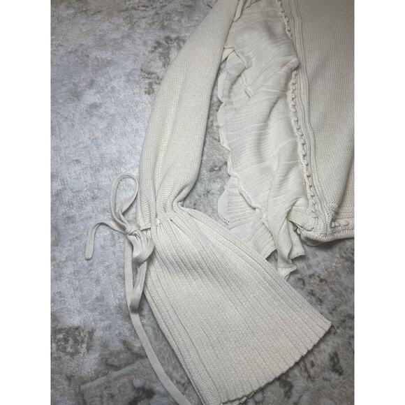 Rebecca Taylor Cream‎ Sample Sweater With Ruffles Victorian Tie Sleeve Medium - Picture 3 of 8